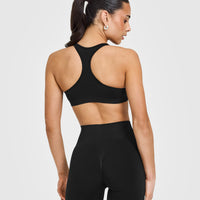 Effortless Seamless Racer Back Sports Bra | Black