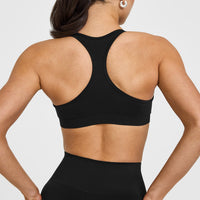 Effortless Seamless Racer Back Sports Bra | Black