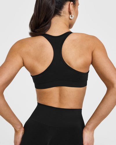 Effortless Seamless Racer Back Sports Bra | Black