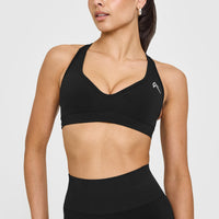 Effortless Seamless Racer Back Sports Bra | Black