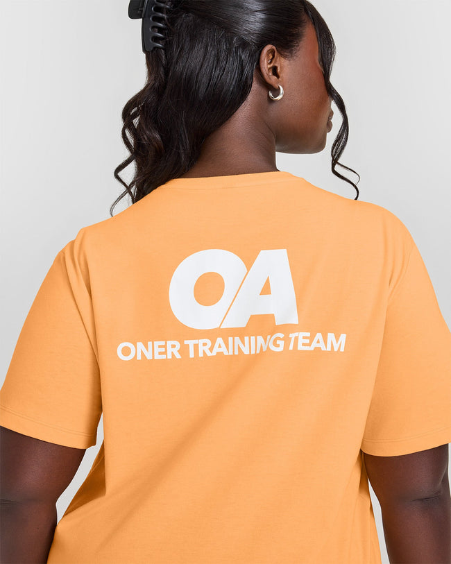 Classic Oversized Lightweight T-Shirt with Printed Graphic | Powdered Orange