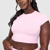 Cotton Icon Baby T-Shirt with White Logo | Chalk Pink
