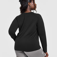 Go To Seamless Loose Long Sleeve Top | Black