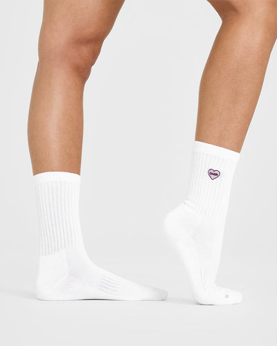Oner Heart Crew Socks 3 Pack | White/Lavender