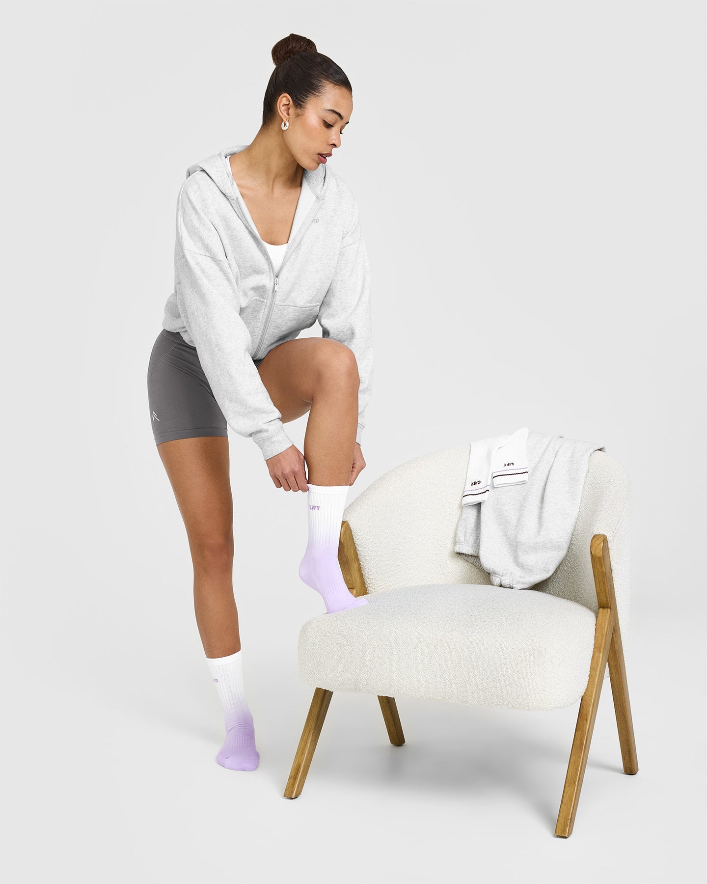 Oner Heart Crew Socks 3 Pack | White/Lavender