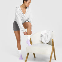 Oner Heart Crew Socks 3 Pack | White/Lavender