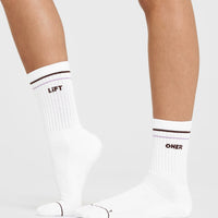 Oner Heart Crew Socks 3 Pack | White/Lavender