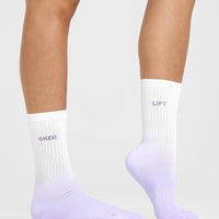 Oner Heart Crew Socks 3 Pack | White/Lavender