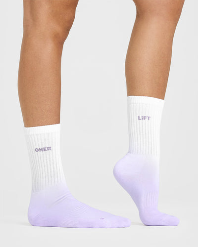 Oner Heart Crew Socks 3 Pack | White/Lavender
