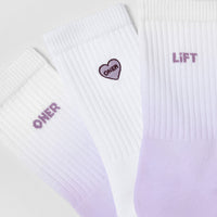 Oner Heart Crew Socks 3 Pack | White/Lavender