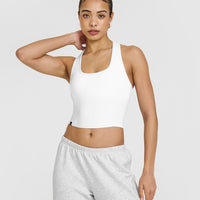 Mellowâ„¢ Rib Square Neck Mid Vest with Built in Bra Shelf | White