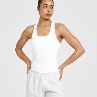 Mellowâ„¢ Rib Scoop Neck Vest with Built in Bra Shelf | White