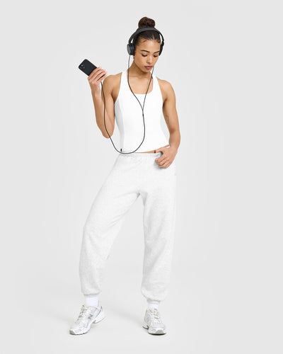 Mellowâ„¢ Rib Scoop Neck Vest with Built in Bra Shelf | White