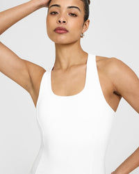 Mellowâ„¢ Rib Scoop Neck Vest with Built in Bra Shelf | White