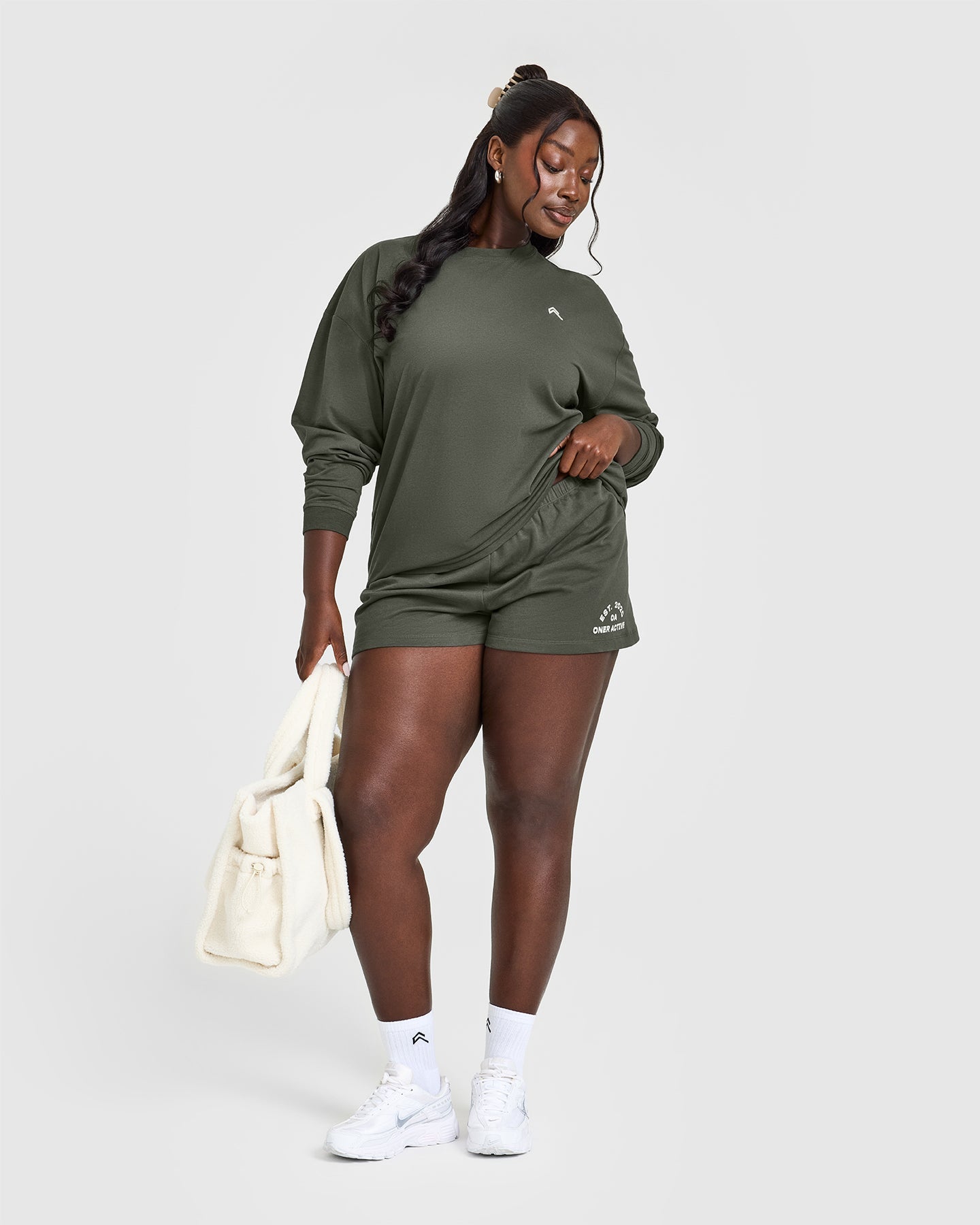 Classic Oversized Lightweight Long Sleeve Top | Dark Khaki