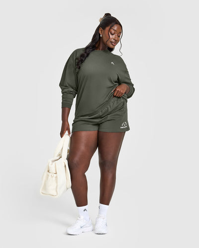 Classic Oversized Lightweight Long Sleeve Top | Dark Khaki