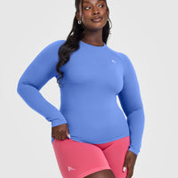 Go To Seamless Fitted Long Sleeve Top | Light Glaucous Blue