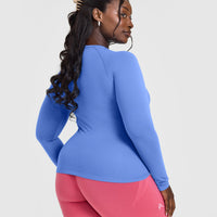 Go To Seamless Fitted Long Sleeve Top | Light Glaucous Blue