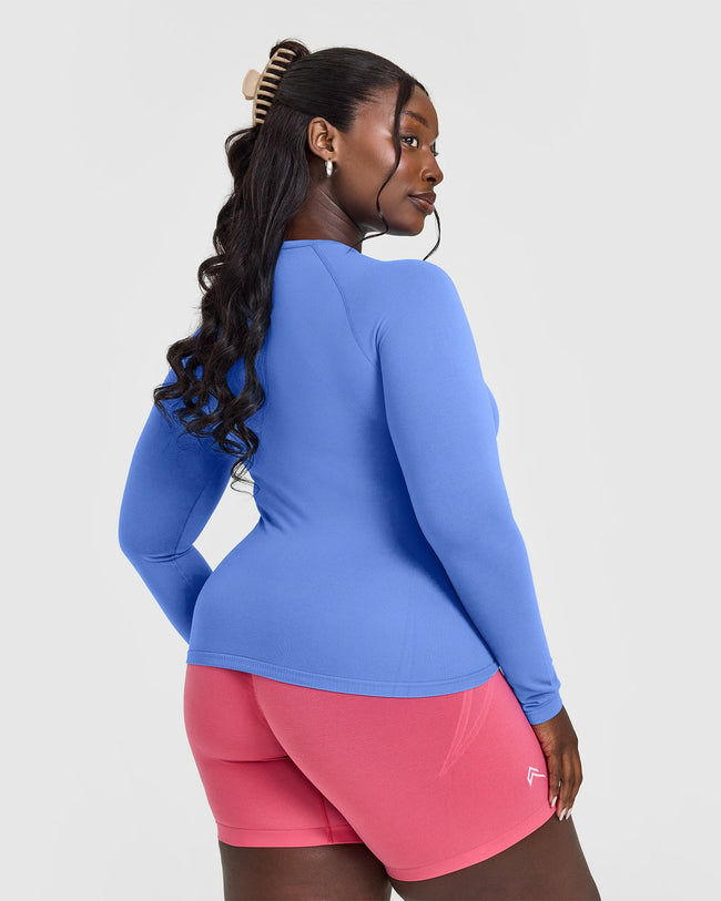 Go To Seamless Fitted Long Sleeve Top | Light Glaucous Blue