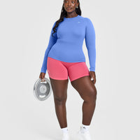 Go To Seamless Fitted Long Sleeve Top | Light Glaucous Blue