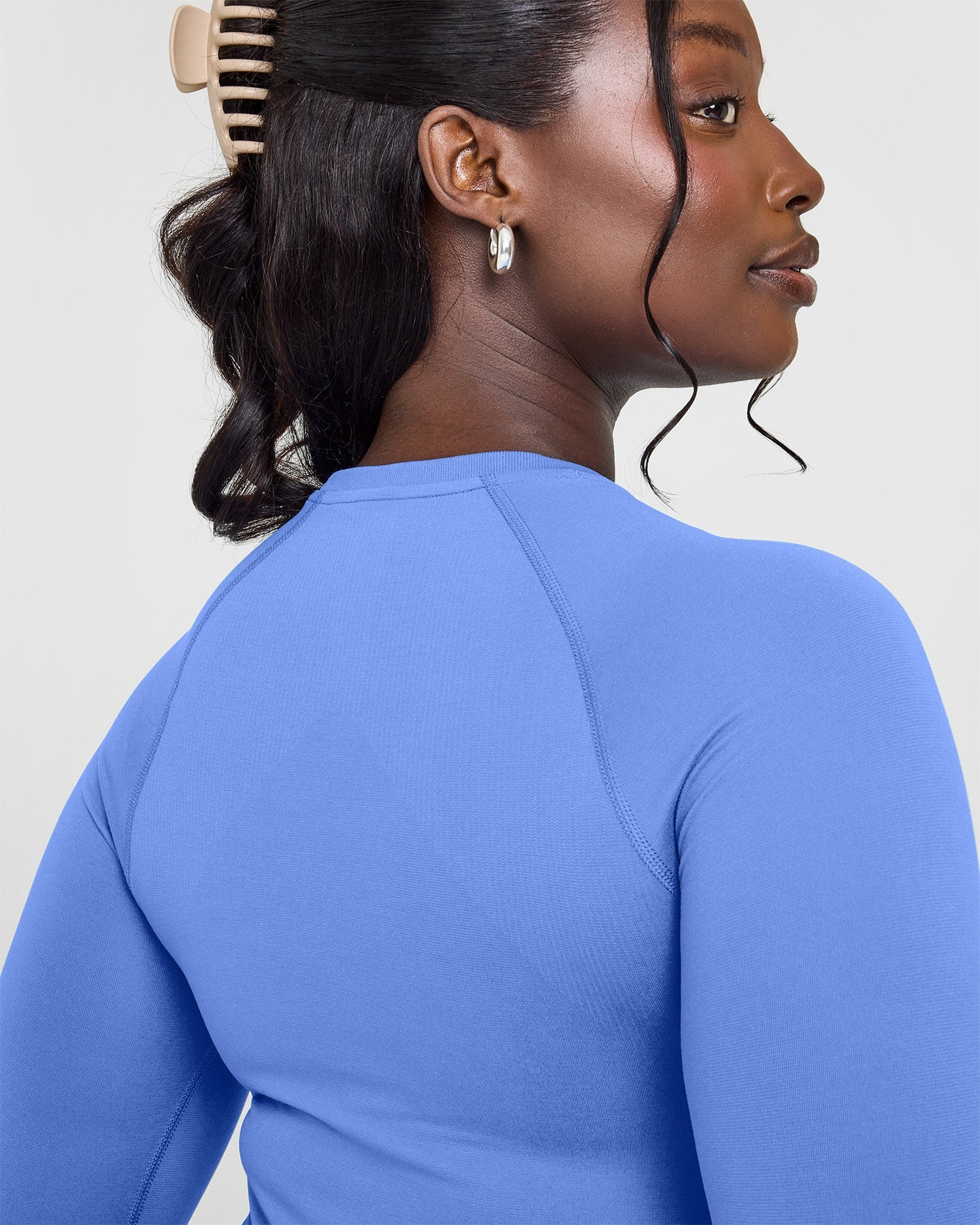 Go To Seamless Fitted Long Sleeve Top | Light Glaucous Blue