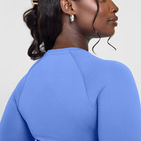 Go To Seamless Fitted Long Sleeve Top | Light Glaucous Blue