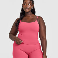 SoftMotion™ Strappy Mid Vest with Built in Bra Shelf with White Logo | Dark Velvet Pink