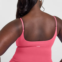 SoftMotion™ Strappy Mid Vest with Built in Bra Shelf with White Logo | Dark Velvet Pink