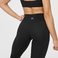 Unified High Waisted Pocket Leggings White Logo | Black