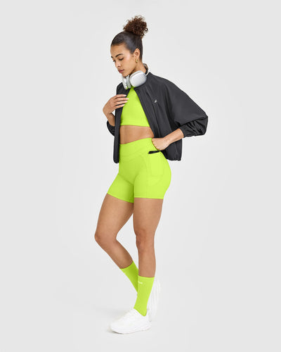 Unified High Waisted Pocket Shorts 6" | Charged Lime Green