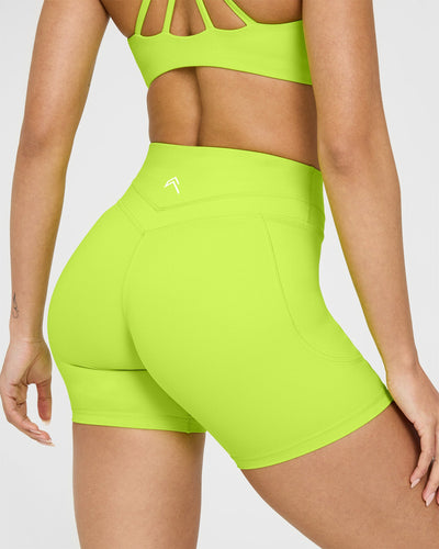 Unified High Waisted Pocket Shorts 6" | Charged Lime Green