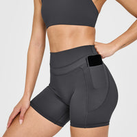 Unified High Waisted Pocket Shorts 6" | Coal