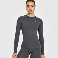 Go To Seamless Fitted Long Sleeve Top | Coal