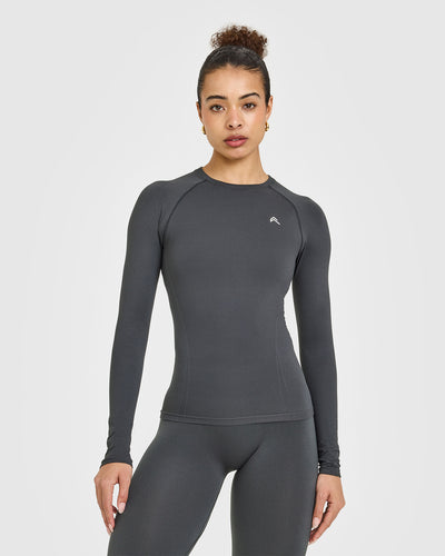 Go To Seamless Fitted Long Sleeve Top | Coal