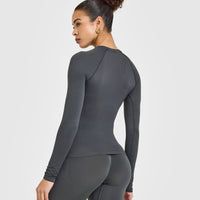 Go To Seamless Fitted Long Sleeve Top | Coal