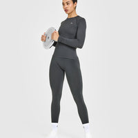 Go To Seamless Fitted Long Sleeve Top | Coal