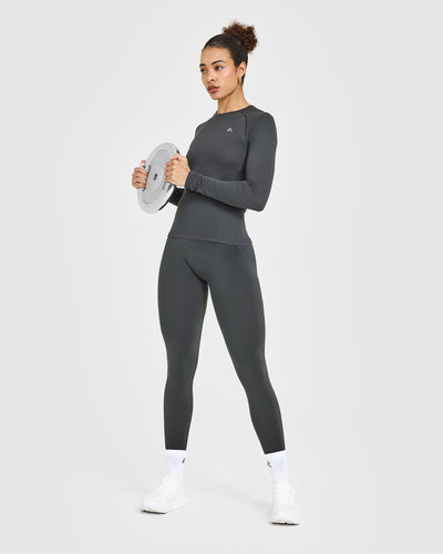 Go To Seamless Fitted Long Sleeve Top | Coal