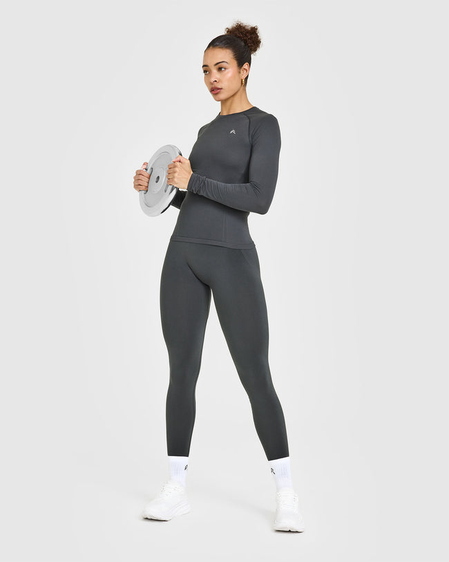 Go To Seamless Fitted Long Sleeve Top | Coal