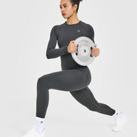 Go To Seamless Fitted Long Sleeve Top | Coal
