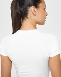 Go To Seamless Fitted Mid Top | White