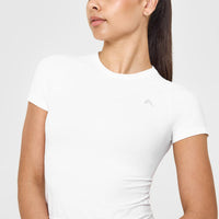 Go To Seamless Fitted Mid Top | White