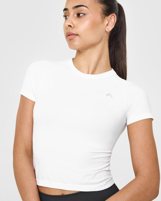 Go To Seamless Fitted Mid Top | White