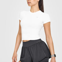 Go To Seamless Fitted Mid Top | White