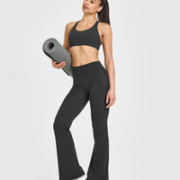 SoftMotion™ Sports Bra with White Logo | Soft Black