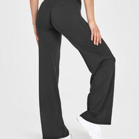 SoftMotion™ Straight Leg Bottoms with White Logo | Soft Black
