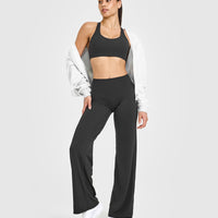 SoftMotion™ Straight Leg Bottoms with White Logo | Soft Black