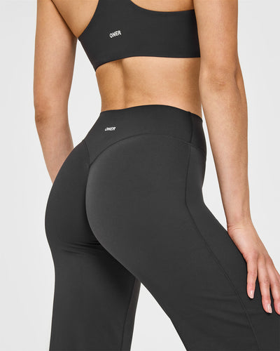 SoftMotion™ Straight Leg Bottoms with White Logo | Soft Black