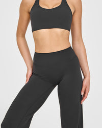 SoftMotion™ Straight Leg Bottoms with White Logo | Soft Black