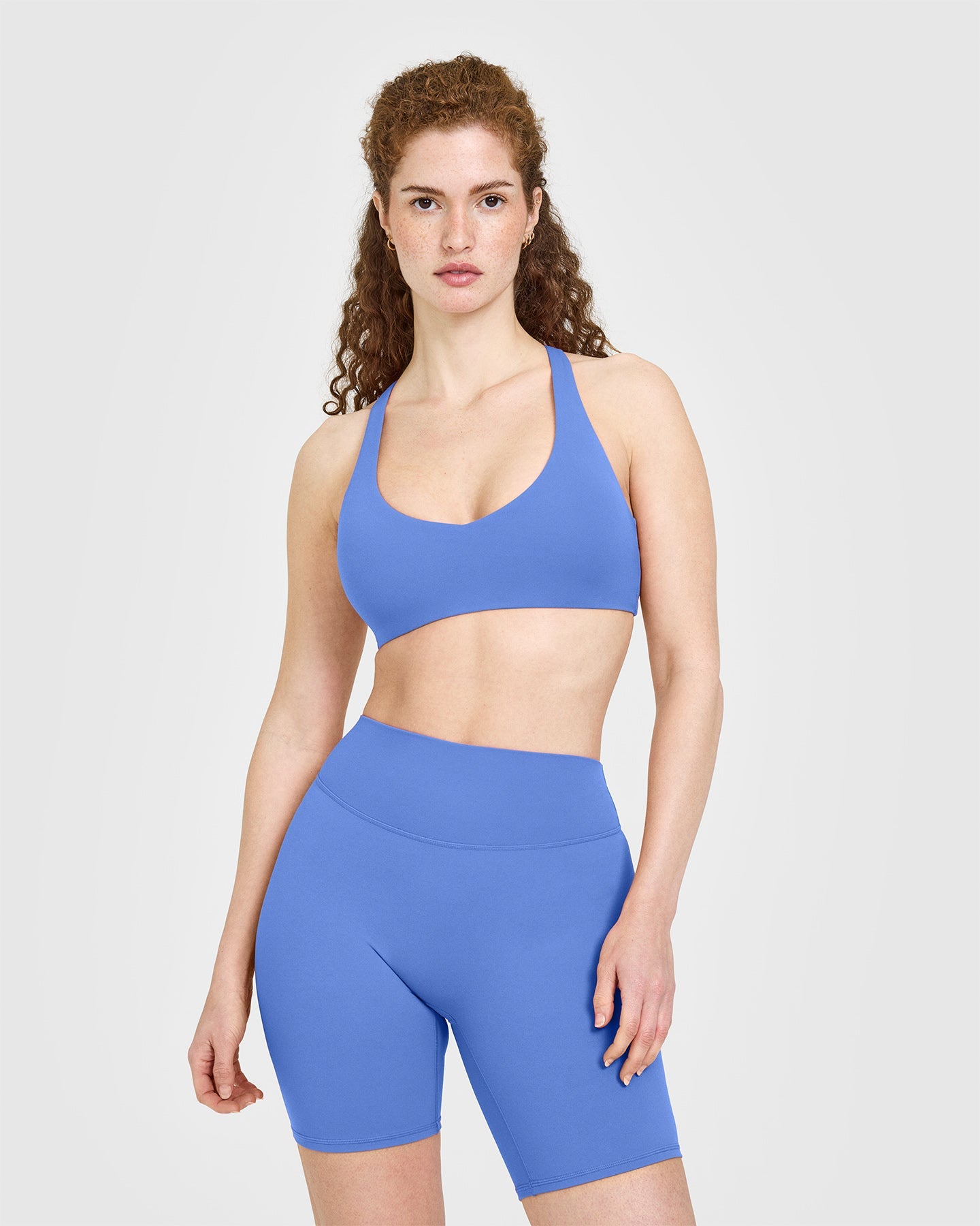 SoftMotion™ Bralette with White Logo | Glaucous Blue