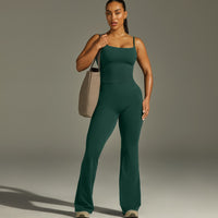 SoftMotion™ Strappy Mid Vest with Built in Bra Shelf with White Logo | Dark Racing Green